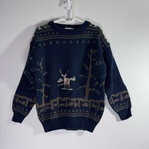 Vintage Deer Sweater Youth L Cabin Lodgecore Grandpa Buck Knit